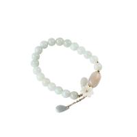 jade Bracelet de perles de prière, avec Agate & coquille & laiton, bijoux de mode, 7.5mm,11*14mm,12mm, Vendu par Environ 5.51-6.3 pouce brin