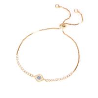 Cubic Zirconia Micro Pave Brass Bracelet, gold color plated, fashion jewelry & micro pave cubic zirconia & for woman, nickel, lead & cadmium free, 8x11mm, Length:Approx 6.3-8.67 Inch, Sold By PC