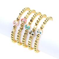 Cubic Zirconia Micro Pave Brass Bracelet, gold color plated, fashion jewelry & micro pave cubic zirconia & for woman & enamel, more colors for choice, nickel, lead & cadmium free, 10*10mm,6mm, Length:Approx 6.3-6.7 Inch, Sold By PC
