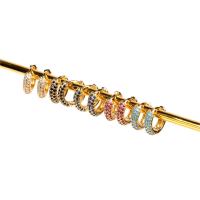 Messing Huggie Hoop Earring, gold plated, mode sieraden & micro pave zirconia & voor vrouw, meer kleuren voor de keuze, nikkel, lood en cadmium vrij, 4x15mm, Verkocht door pair