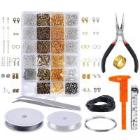 Zinc Alloy Jewelry Finding Set with Plastic Box plated DIY mixed colors Sold By Lot