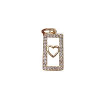 Cubic Zirconia Micro Pave Brass Pendant, Rectangle, gold color plated, DIY & micro pave cubic zirconia, more colors for choice, nickel, lead & cadmium free, 7.20x13mm, Sold By PC