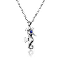 Zinc Alloy Jewelry Necklace with Resin Rhinestone Seahorse silver color plated fashion jewelry & Unisex & oval chain & with rhinestone nickel lead & cadmium free Sold Per Approx 50 cm Strand