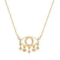 Cubic Zircon Micro Pave Brass Necklace, with 1.96inch extender chain, Eye, 18K gold plated, micro pave cubic zirconia & for woman & hollow, nickel, lead & cadmium free, 20mm, Length:Approx 17.7 Inch, Sold By PC