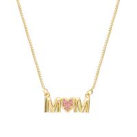 Brass Necklace, Alphabet Letter, 18K gold plated, Mother Day Jewelry & micro pave cubic zirconia & for woman, nickel, lead & cadmium free, 25mm, Length:Approx 17.7 Inch, Sold By PC