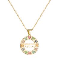 Brass Necklace, Alphabet Letter, 18K gold plated, Mother Day Jewelry & micro pave cubic zirconia & for woman & hollow, nickel, lead & cadmium free, 25mm, Length:Approx 17.7 Inch, Sold By PC