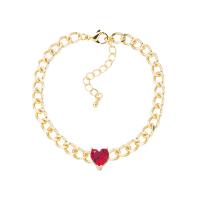 Cubic Zirconia Micro Pave Brass Bracelet, with 1.96inch extender chain, Heart, 18K gold plated, micro pave cubic zirconia & for woman, more colors for choice, nickel, lead & cadmium free, Length:Approx 6.3 Inch, Sold By PC
