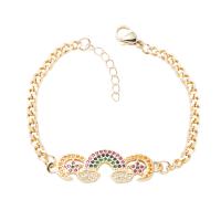 Cubic Zirconia Micro Pave Brass Bracelet, with 1.18inch extender chain, Rainbow, gold color plated, different styles for choice & micro pave cubic zirconia & for woman, nickel, lead & cadmium free, Length:Approx 6.7 Inch, Sold By PC