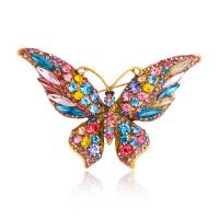 Rhinestone Brooch, Tibetan Style, Butterfly, plated, for woman & with rhinestone, more colors for choice, nickel, lead & cadmium free, 90x55mm, 10PCs/Lot, Sold By Lot