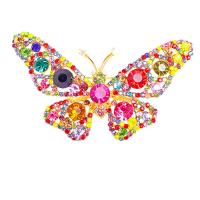 Rhinestone Brooch Zinc Alloy Butterfly plated for woman & with rhinestone nickel lead & cadmium free Sold By Lot