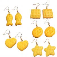 Resin Earring, Biscuit, different styles for choice & for woman, khaki, Sold By Pair