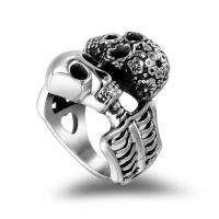 Titanium Steel Finger Ring Skull polished Unisex original color Sold By PC