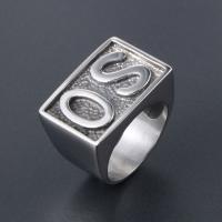 Titanium Steel Finger Ring, polished, Unisex & different size for choice & with letter pattern, original color, Sold By PC