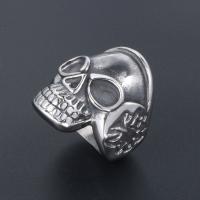 Titanium Steel Finger Ring, Skull, polished, Unisex & different size for choice & blacken, original color, Sold By PC