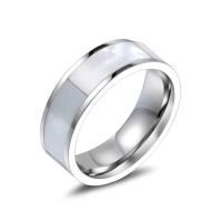 Titantium Steel finger ring, Titan Stål, med Shell, polerad, Unisex & olika storlek för val, ursprungliga färgen, Säljs av PC