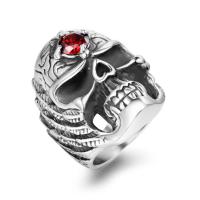 Titanium Steel Finger Ring, Skull, polished, Unisex & different size for choice & with rhinestone & blacken, original color, Sold By PC