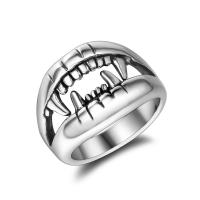 Titantium Steel finger ring, Titan Stål, Tand, polerad, Unisex & olika storlek för val, ursprungliga färgen, Säljs av PC
