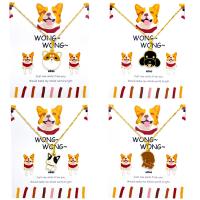 Zinklegierung Schmuck Halskette, mit Verlängerungskettchen von 1.96 inch, Hund, goldfarben plattiert, verschiedene Stile für Wahl & für Frau & Emaille, Länge:ca. 16.53 ZollInch, verkauft von PC