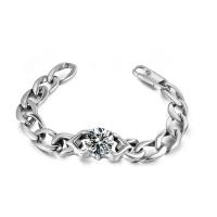 Titanium Steel Bracelet, polished, for man & with rhinestone, original color, Length:Approx 8.46 Inch, Sold By PC