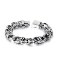 Titanium Steel Bracelet, polished, for man, original color, Length:Approx 8.85 Inch, Sold By PC