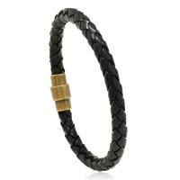 PU Leather Cord Bracelets with Brass handmade fashion jewelry & Unisex 6mm Length Approx 21 cm Sold By PC