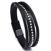 Bracelets cordon PU, cuir PU, avec alliage de zinc, fait à la main, bijoux de mode & unisexe, plus de couleurs à choisir, Longueur:Environ 20.5 cm, Vendu par PC
