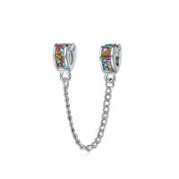 Zinc Alloy European Safety Chain plated with rhinestone mixed colors 5-35mm Sold By Set