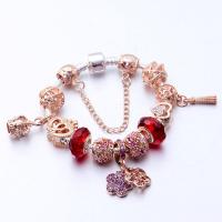 European Bracelet Zinc Alloy with Lampwork plated for woman & with rhinestone rose gold color Sold By PC