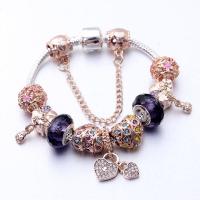 European Bracelet, Tibetan Style, with Amethyst, plated, for woman & with rhinestone, mixed colors, Sold By PC