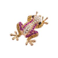 Tibetan Style Brooches, Frog, with rhinestone, more colors for choice, 38x26mm, Sold By PC