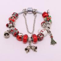 European Bracelet Zinc Alloy with Lampwork & Brass Christmas jewelry & for woman & enamel mixed colors Sold By PC