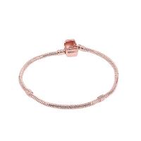 Stainless Steel Jewelry Bracelet, 304 Stainless Steel, with Brass, Unisex, rose gold color, 3mm, Sold By PC
