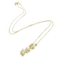 Cubic Zircon Micro Pave Brass Necklace, Fox, gold color plated, fashion jewelry & micro pave cubic zirconia & for woman, golden, 12x19x4mm, Length:19 Inch, 10PCs/Lot, Sold By Lot