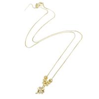 Cubic Zircon Micro Pave Brass Necklace, gold color plated, fashion jewelry & micro pave cubic zirconia & for woman, golden, 9x155x2mm, Length:19 Inch, 10PCs/Lot, Sold By Lot