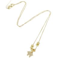 Cubic Zircon Micro Pave Brass Necklace gold color plated fashion jewelry & micro pave cubic zirconia & for woman golden Length 19 Inch Sold By Lot