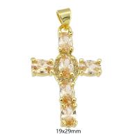Cubic Zirconia Micro Pave Brass Pendant Cross gold color plated fashion jewelry & DIY & micro pave cubic zirconia Approx 3mm Sold By Lot
