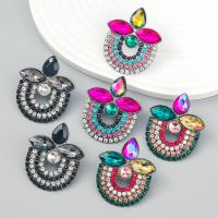 Tibetan Style Stud Earring, fashion jewelry & for woman & with rhinestone, more colors for choice, 47x40mm, Sold By Pair