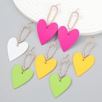 Tibetan Style Drop Earrings, plated, fashion jewelry & for woman & with rhinestone, more colors for choice, 64x30mm, Sold By Pair