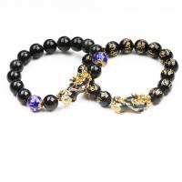 Black Agate Bracelets, with Tibetan Style, Fabulous Wild Beast, Unisex & enamel, more colors for choice, 12mm,30x18x18mm, Length:Approx 7.5 Inch, Sold By PC