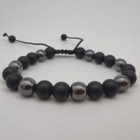 Gemstone Bracelets Black Stone with Tiger Eye & Hematite Round Adjustable & Unisex 8mm Length Approx 7.5 Inch Sold By PC