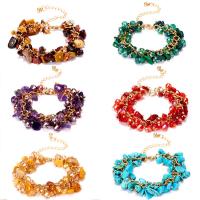 Gemstone Bracelets Crystal with Gemstone & Zinc Alloy with 2.76 extender chain gold color plated for woman Length 5.51 Inch Sold By PC