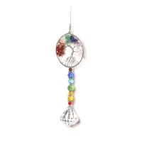 Hanging Ornaments Gemstone with brass wire & Crystal plated Unisex mixed colors Length 6.29 Inch Sold By PC