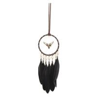 Moda Dreamcatcher, pluma, con Perlas plásticas & fundición, chapado en color bronce antiguo, unisexo, Negro, 70x200mm, Vendido por UD