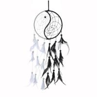 Fashion Dream Catcher, Feather, with Wood & Iron, Round, handmade, vintage, white and black, Length:19.69 Inch, Sold By PC
