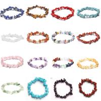 Gemstone Bracelets, irregular, handmade, elastic & different packing style for choice & Unisex, mixed colors, Length:7.28 Inch, Sold By Set