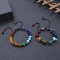 Gemstone Woven Ball Bracelets Natural Stone with Knot Cord & turquoise & Tiger Eye & Agate fashion jewelry & Unisex nickel lead & cadmium free 6mm Length Approx 7.5-11.8 Inch Sold By PC