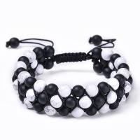 Gemstone Woven Ball Bracelets, Howlite, with Knot Cord & Abrazine Stone, handmade, three layers & fashion jewelry & Unisex, 6mm, Length:Approx 7.5-11.8 Inch, Sold By PC