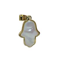 Natural White Shell Pendants, Brass, with White Shell, gold color plated, DIY, golden, 13.60x17.60mm, Sold By PC