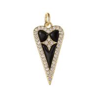 Cubic Zirconia Micro Pave Brass Pendant, Heart, gold color plated, DIY & micro pave cubic zirconia & enamel, more colors for choice, nickel, lead & cadmium free, 11x23mm, Sold By PC