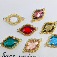 Crystal Connector, with Brass, Olive, gold color plated, DIY, more colors for choice, 9x14mm, 50PCs/Bag, Sold By Bag